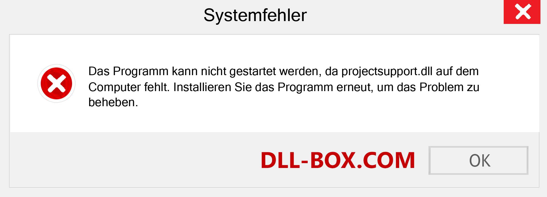 projectsupport.dll-Datei fehlt?. Download für Windows 7, 8, 10 - Fix projectsupport dll Missing Error unter Windows, Fotos, Bildern